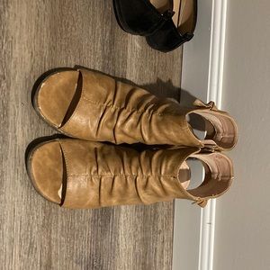 Size 8 wedges, light brown, not real leather